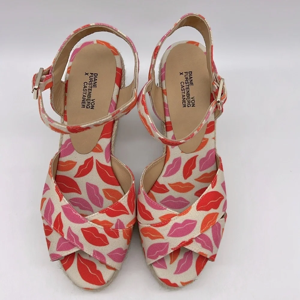 Castañer X Diane Von Furstenberg Blaudell Wedge Espadrilles Rose Multi